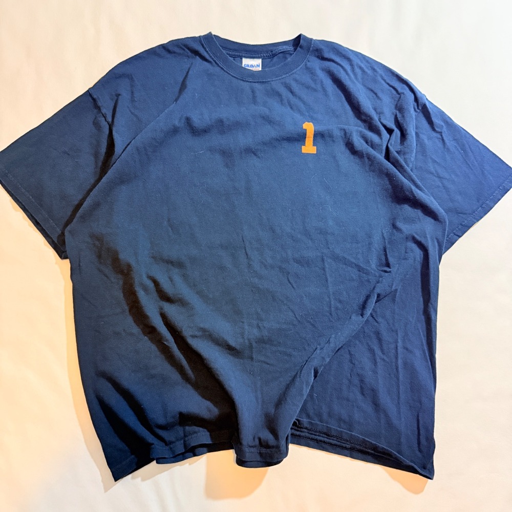 Gildan Graphic T-Shirt Mens 2XL Navy Queens Tigers Heavy Cotton Crew Neck Tee
